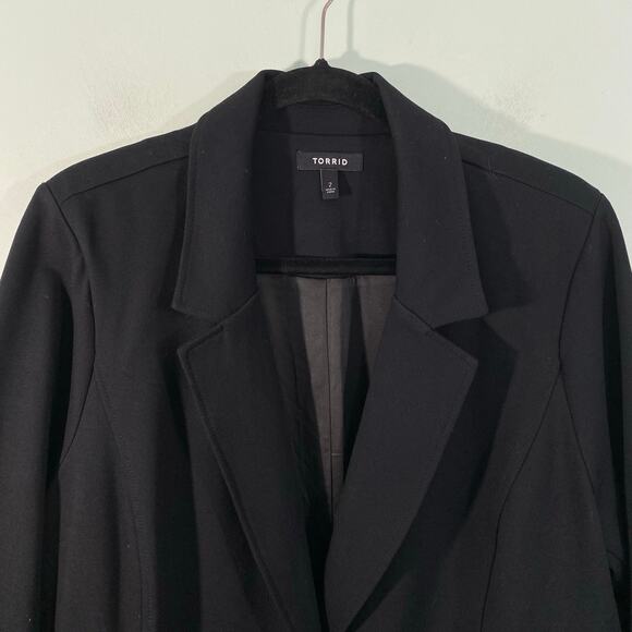 Torrid Women Black One Button Knit Blazer Size 2 (18/20) Business/ Work - Picture 2 of 8